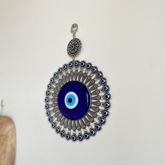 Evil Eye Wall Decor, Blue Glass Bead, Silver Plate, Greek Eye Charm, House  Protection, Amulet, Turkish Wall Hanging, Bohemian Home Decor 