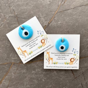 Convite para chá de bebê - Cartões de agradecimento personalizados - Contas de mau olhado grego - Novos presentes de bebê para convidados a granel - Favor de festa de aniversário