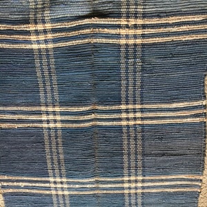 Blue And White Check Loomed Rug. BARGAIN