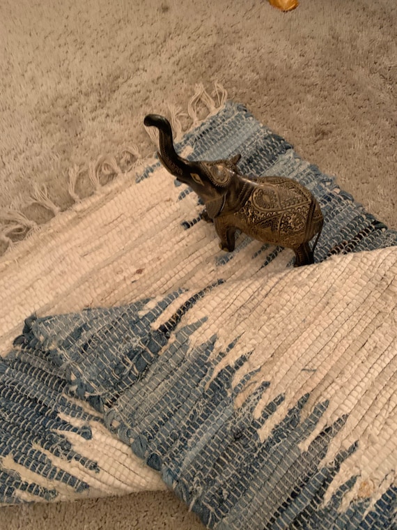 Home & Living Denim Blue Tones And White Cotton Rug Floor & Rugs etna