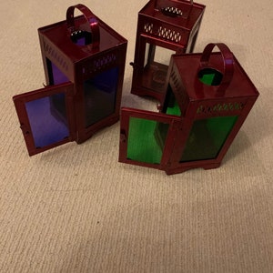 Moroccan Brass Cut Fretwork coloured Glass Lantern