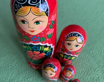 Russian Doll Babushka Traditional Red