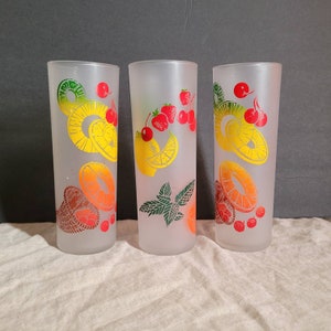Federal Glass set of 3 ice tea Tom Collins glasses midcentury fruit glass cocktail glass