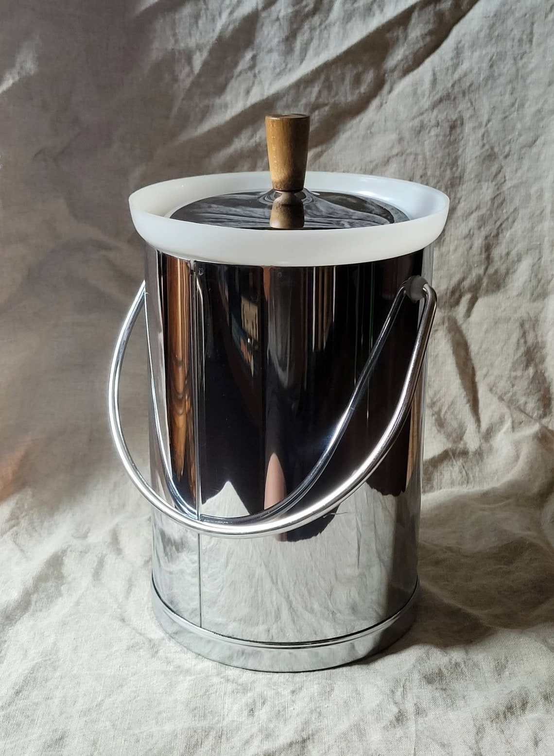 Ice Bucket Vintage Silver Kromex Made in USA wood metal and Etsy