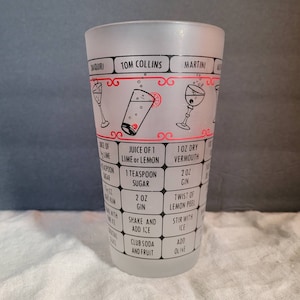 Mixing Glass - Vaso de vidrio del mixólogo federal con recetas de cócteles serigrafiadas