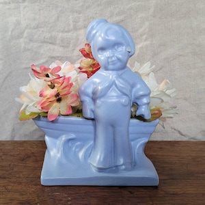 Haeger Planter - Sailor Boy and boat flower planter / Blue pottery / Royal Haeger Ceramic