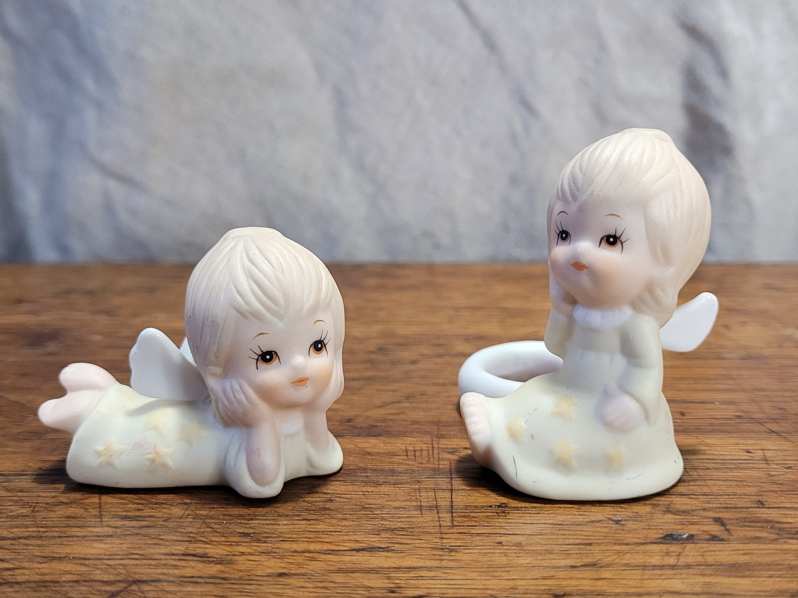 Angel Candle Hugger Set Vintage Geo. Z. Lefton 1982 the Etsy