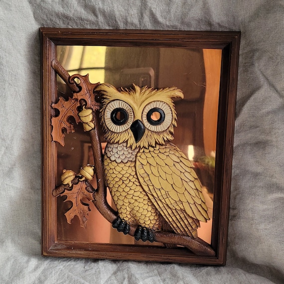Owl Coppercraft Picture 1977 Dart Plastic and Copper Plates