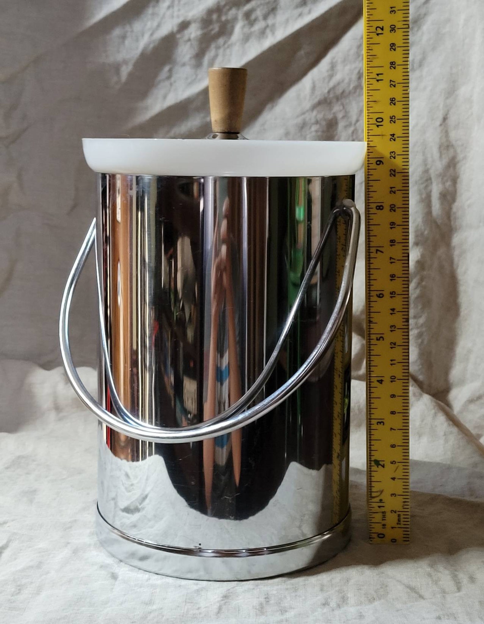 Ice Bucket Vintage Silver Kromex Made in USA wood metal and Etsy