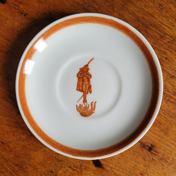 Cafe brulot saucer 1940's brown flaming devil New Orleans restaurant Carr China