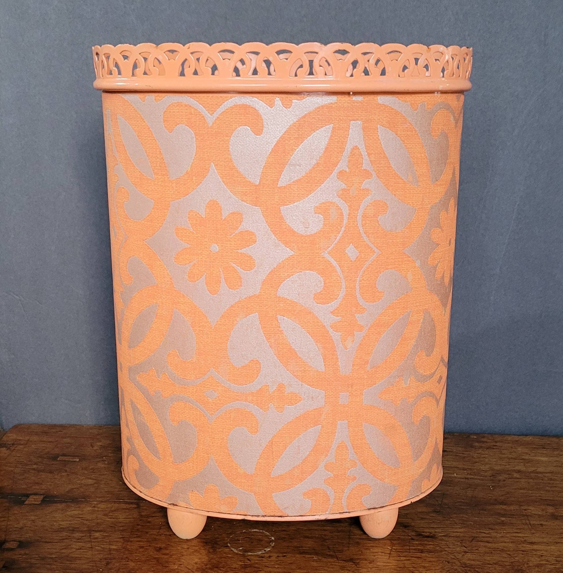 Vintage 1960s 1970s MCM Yellow Tall Large Trash Garbage Can Pail