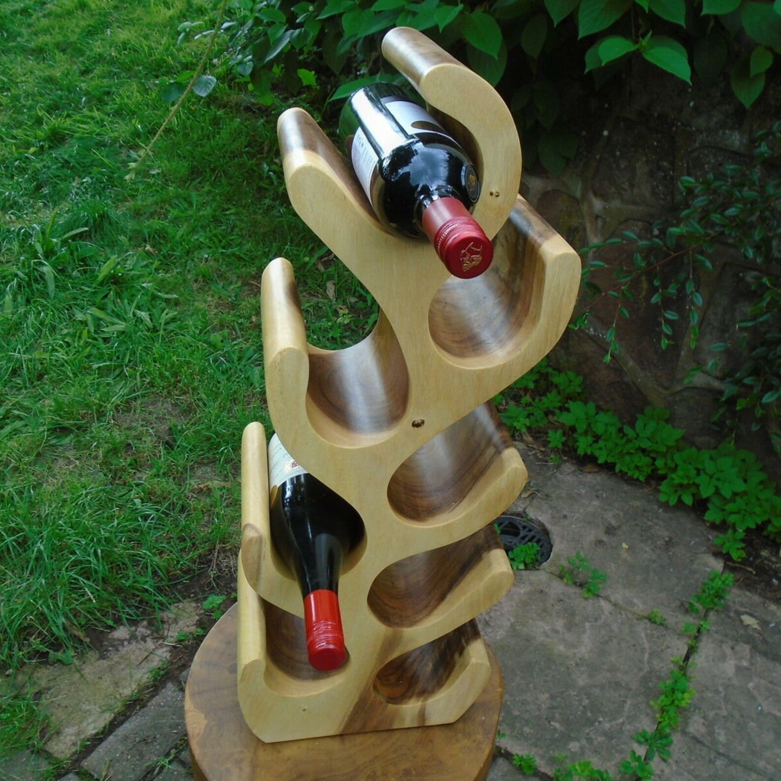 Large solid wood 8 Bottle Wine Rack Handmade Wine tree Etsy