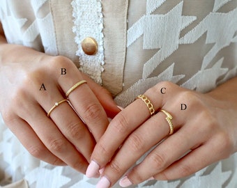 Gold Stacking Rings for Women, Minimal and Modern Rings, Dainty and Delicate Rings