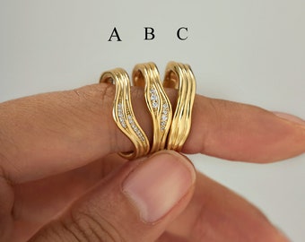 Statement Gold Rings for Women, Tarnish Resistant and Handcrafted Rings, Stacking Rings for Everyday