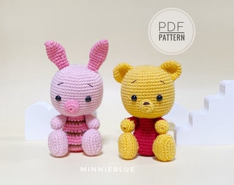 Puh virkmönster, virkad Nalle Puh, amigurumi Puh, virka amigurumi, PDF-mönster.