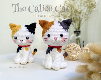 三毛猫のあみぐるみ編み図｜リアルな子猫のPDFおもちゃデコレーション