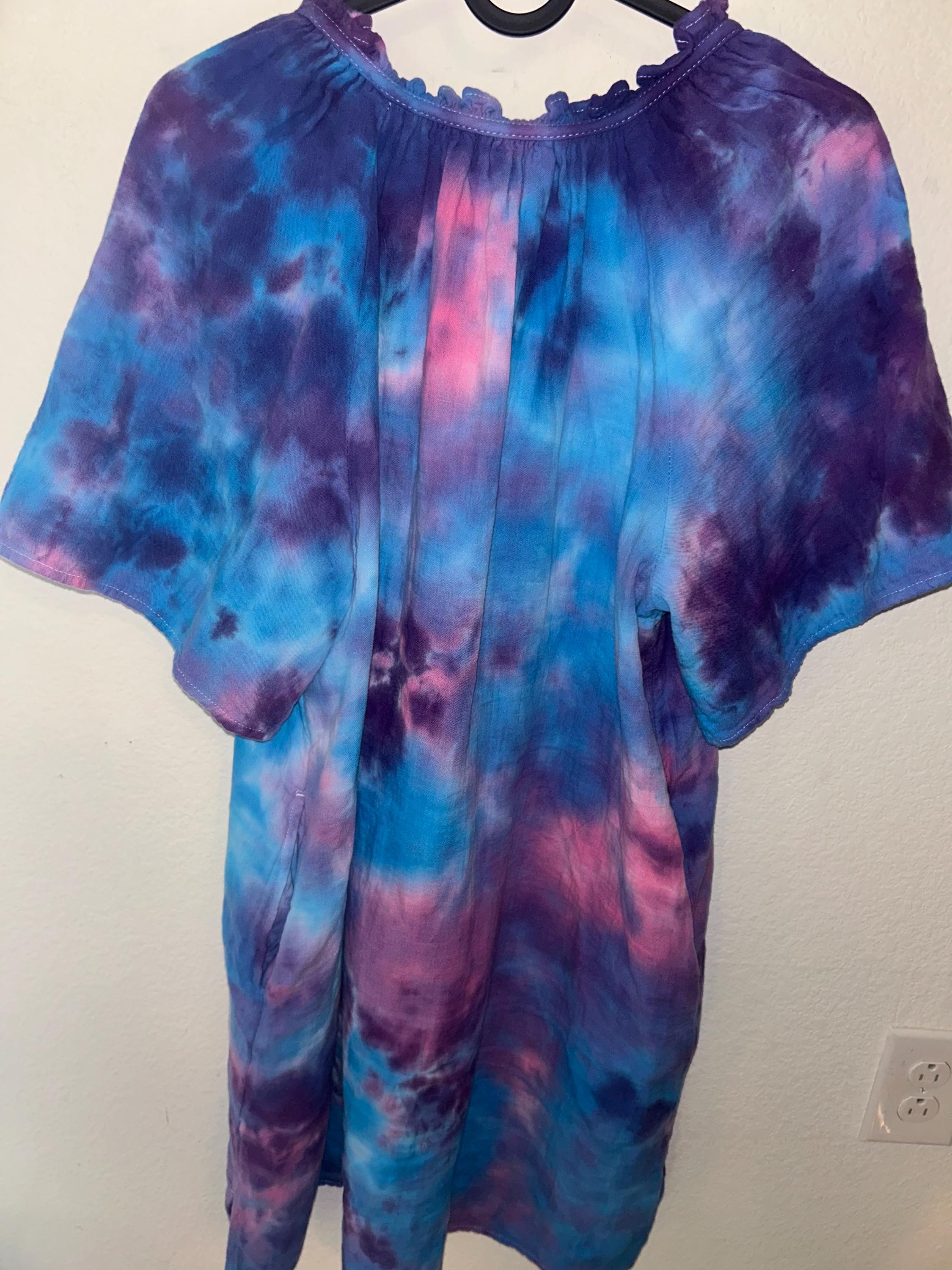 strapless open back dress Red White & Blue Tie Dye Tank Dress
