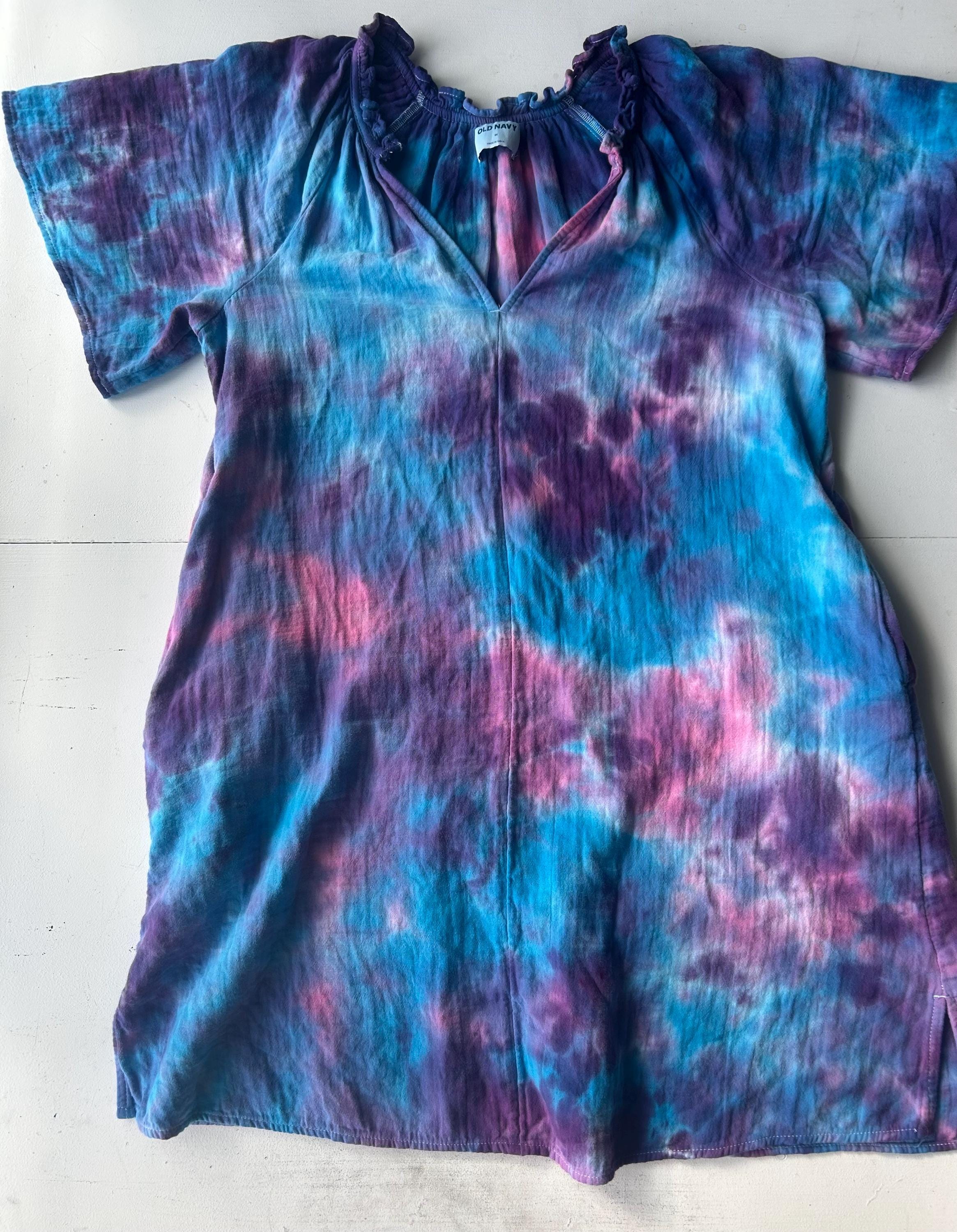strapless open back dress Smocked Halter Top Tie Dye Mini Dress in Blue and Pink SALE – Sunshine  Daydream