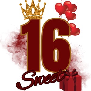 Sweet 16 Digitales Design PNG