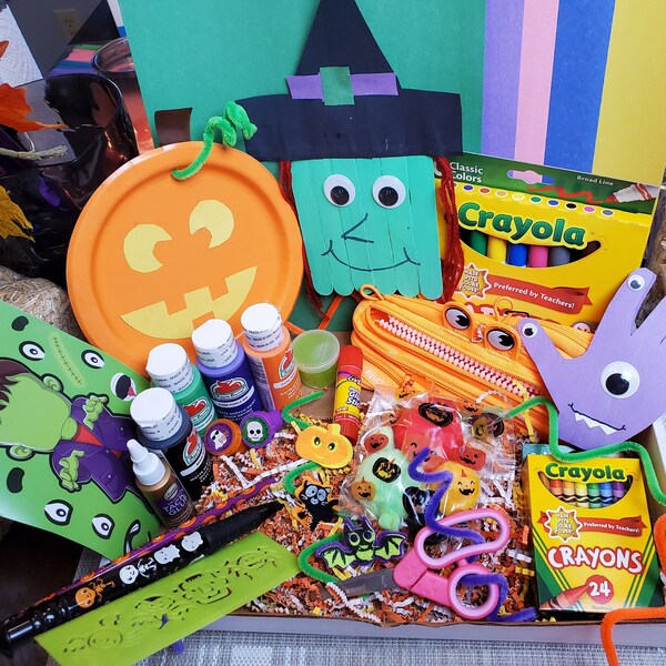 Children's Halloween Arts and Crafts Box, Halloween Activity Kit for Kids, Busy Box, Kid Craft Box, Halloween Gift, Arts and Crafts Kit