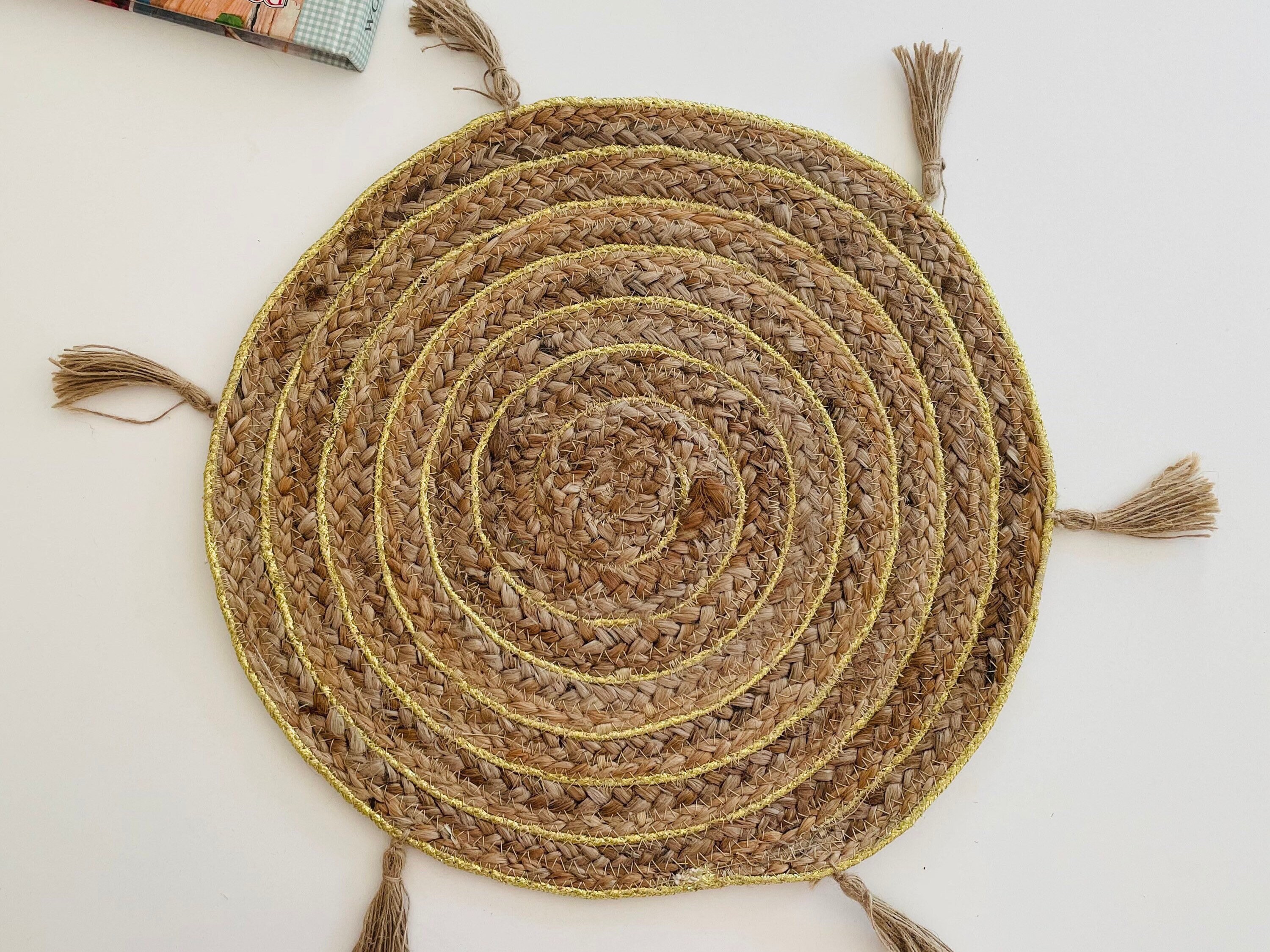 Set of 2 Jute Table Mats Round Jute Coasters Table Mat With Etsy UK