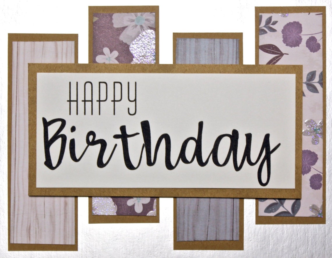 Panel Birthday Card Happy Birthday Card Die Cut Birthday Etsy