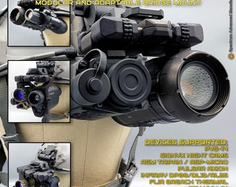 Nightwatch 3 Modular and Adaptable Folding Bridge Helmet Mount (PVS-14, Nvm-14, Sionyx, FLIR, AGM, InfiRay, Pulsar, Sightmark)