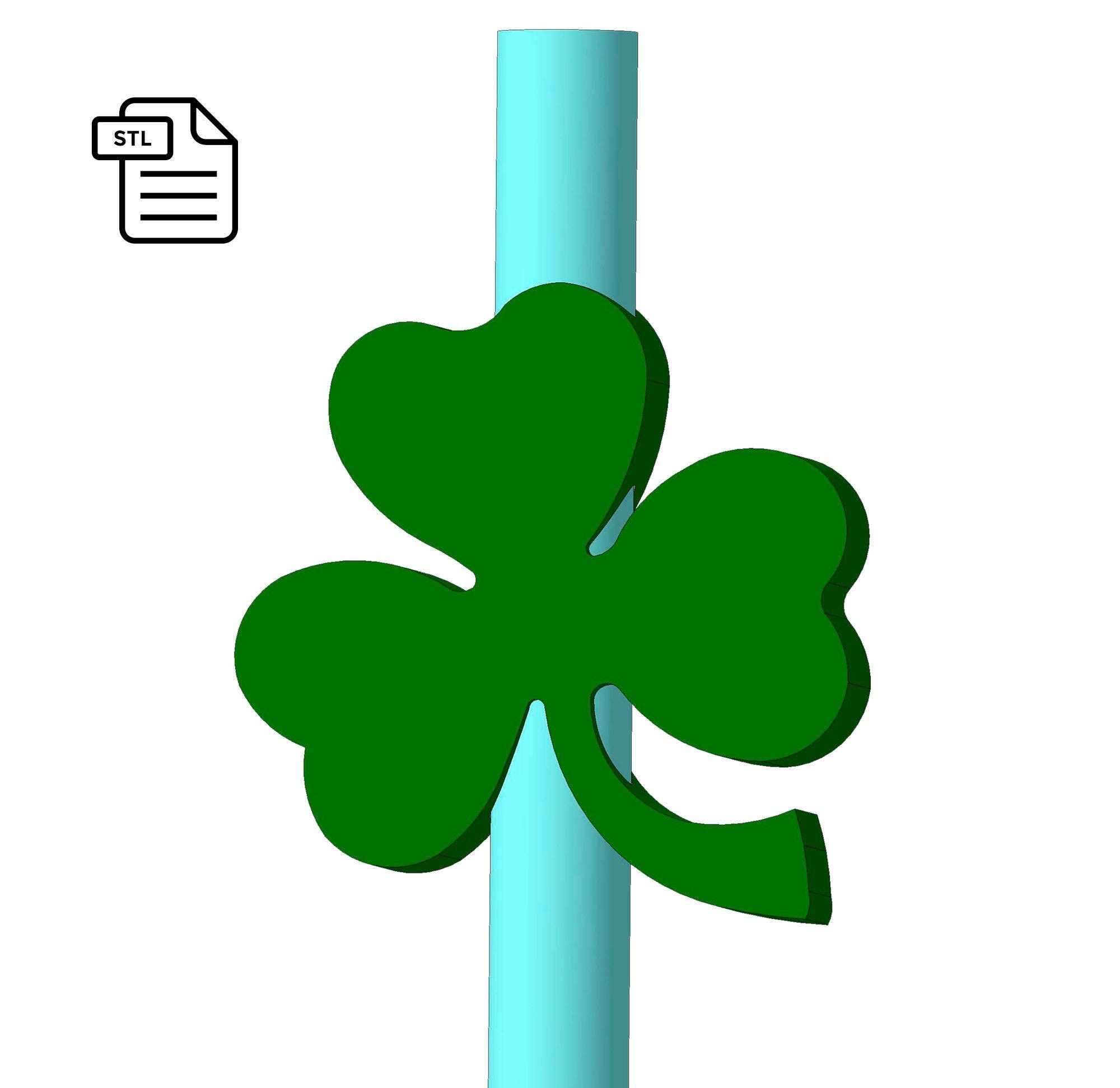 Three Leaf Clover Straw Topper Stl File Green Shamrock Straw Etsy