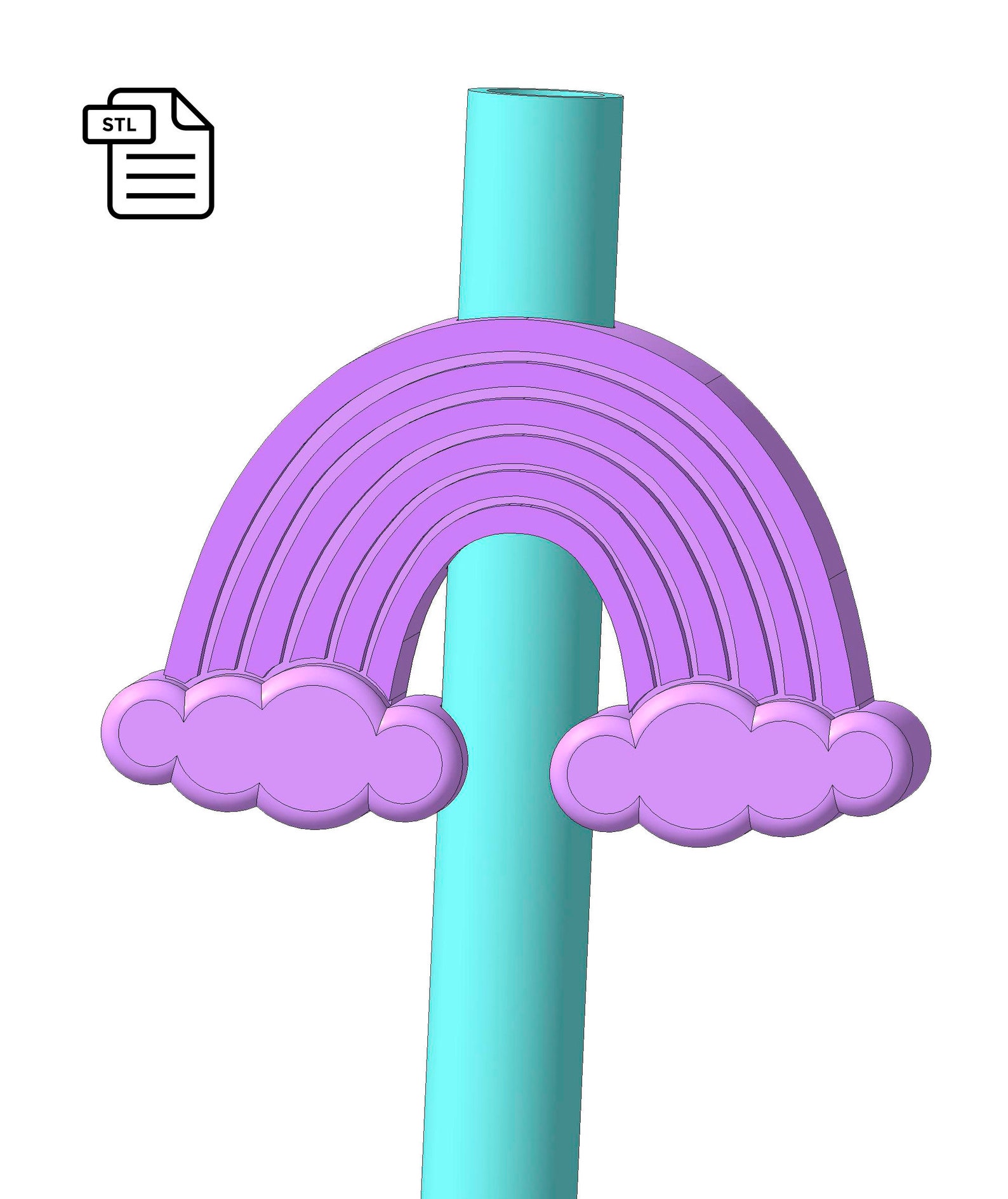 Rainbow Straw Topper STL File Straw Buddy for 3D Printing Etsy