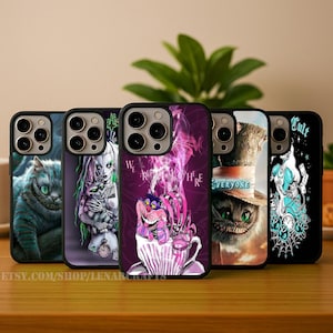 Funda inspirada en el Gato de Cheshire para iPhone 16 Pro Max, iPhone 17, 15, 14, 13, funda Alicia en el País de las Maravillas para Samsung S25 Ultra, funda para Samsung Galaxy