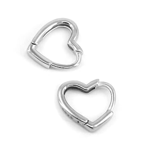 Cute Heart Earrings Silver 925, Heart Shaped Huggie Hoops, Love Hoop Earrings, Boho Jewelry Gift for her