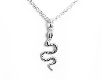 Dainty Snake Necklace Silver 925, Serpent Necklace, Cute Snake Pendant, Snake Jewelry, Gothic Jewelry Gift for Her