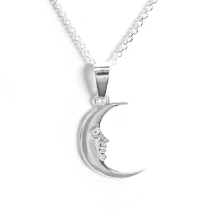 Crescent Moon Necklace Silver 925, Moon Pendant, Crescent Moon Charm Silver Necklace, Celestial Jewelry Gift for Her