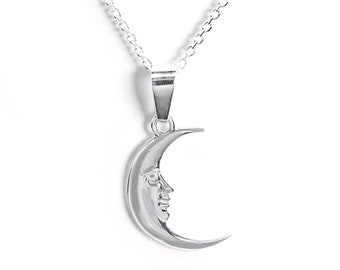 Crescent Moon Necklace Silver 925, Moon Pendant, Crescent Moon Charm Silver Necklace, Celestial Jewelry Gift for Her