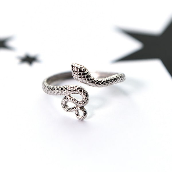 Bague Serpent Argent 925 | Bague Serpent Argent Femme | Bague Serpent | Bijoux serpent | Anneau occulte | Anneau réglable | Bague serpent antique