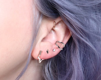 Ear Cuff Silber 925, Minimalistische Clip Ohrringe, Ohrklemme, Conch Ohrring ohne Piercing, Ohrmanschette