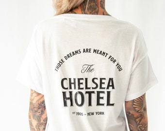 Graphic Tee White Chelsea Hotel | New York Tshirt Women | Band Shirt | Aesthetic Shirt | Vintage Shirt | Gothic T Shirt | Retro Shirt