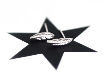 Feather Earrings Silver 925 | Boho Earrings | Sterling Silver Feather Earrings | Dainty Earrings Studs | Tiny Silver Earrings