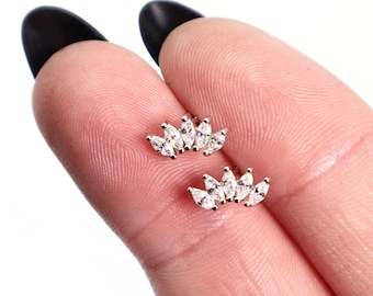 Ear Climber zilver 925, oorbellen met zirkoon, sierlijke oorbellen zilver, zirkonia's, oorbellen, statement sieraden cadeaus voor haar