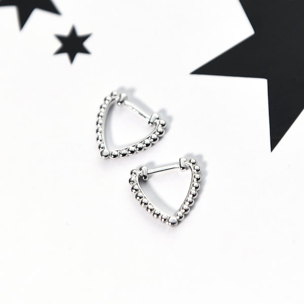 Boho Earrings Silver 925 | Triangle Hoop Earrings Silver | Boho Earrings Hoop |  Boho Jewelry | Boho Earrings for Women | Novelty Earrings