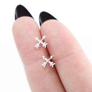 Crossing Arrows Earrings Silver 925, Tiny Arrow Studs, Dainty Stud Earrings, Double Arrow Earrings, Boho Jewelry Gift for her