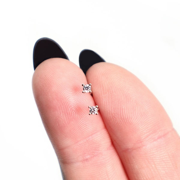 Dainty Stud Earrings Silver 925, Tiny Zircon Stud Earrings, Minimal CZ Studs, Earrings Studs, Minimalistic Jewelry Gifts for her