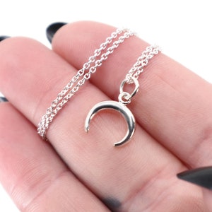 Cute Moon Necklace Silver 925, Dainty Moon Pendant, Crescent Moon Charm Silver Necklace, Celestial Jewelry Gift for Her