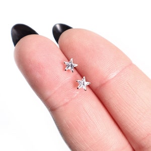 Sparkling Star Earrings Silver 925, Celestial Zircon Stud Earrings Star, CZ Studs, Dainty Earrings Studs, Minimalist Jewelry Gift for her