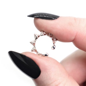 Spike Ear Cuff Silber 925, Spike Clip Ohrring, Ohrklemme Zirkonia, Ohrring ohne Piercing, Punk Ohrmanschette, Braut Ohrringe Hochzeit