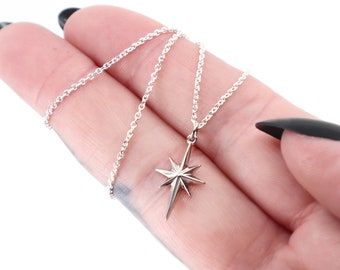 Silver Star Chain Necklace, Silver Star Necklace, Star