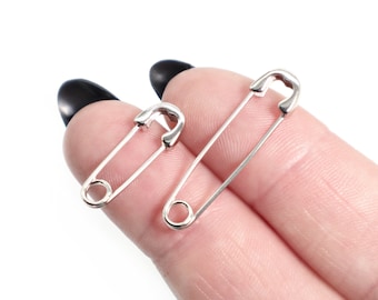 Safety Pin Earrings Silver 925, Safety Pin Studs, Punk Stud Earrings Silver, Gothic Jewelry, Unique Earrings for Women and Men, Jewelry Gift