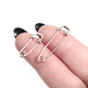 Orecchini spilla di sicurezza in argento 925, borchie spilla di sicurezza, orecchini punk in argento, gioielli gotici, orecchini unici per donne e uomini, regalo di gioielli