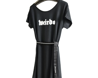 Weirdo TShirt Dress Black | Summer Dress | Black Tunic | Shirt Dress | Casual TShirt Dress | Cotton T Shirt Dress | Mini Dress, Gothic dress
