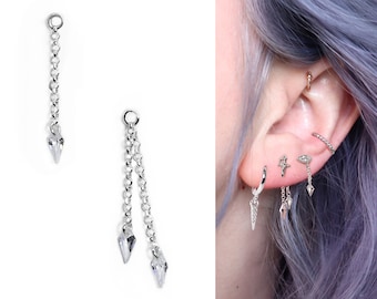 Kite Earring Chain Silver 925, Sparkling Dangle Earrings, Zircon - Main Image